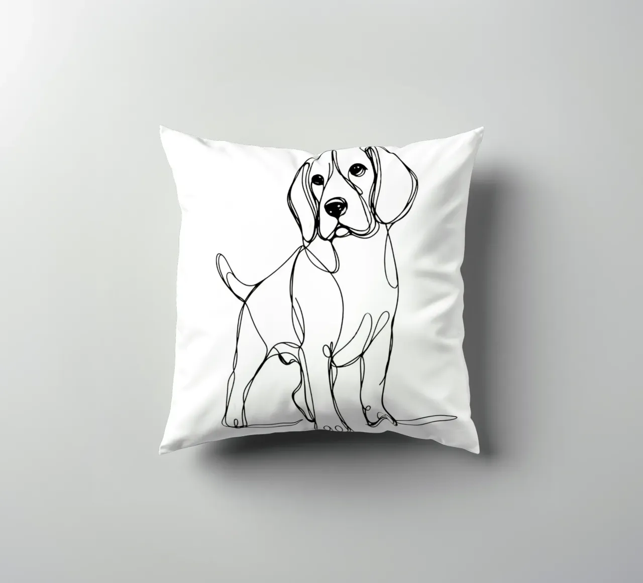 Disegno artistico lineare del cane beagle cuscino da WijdevenDesign