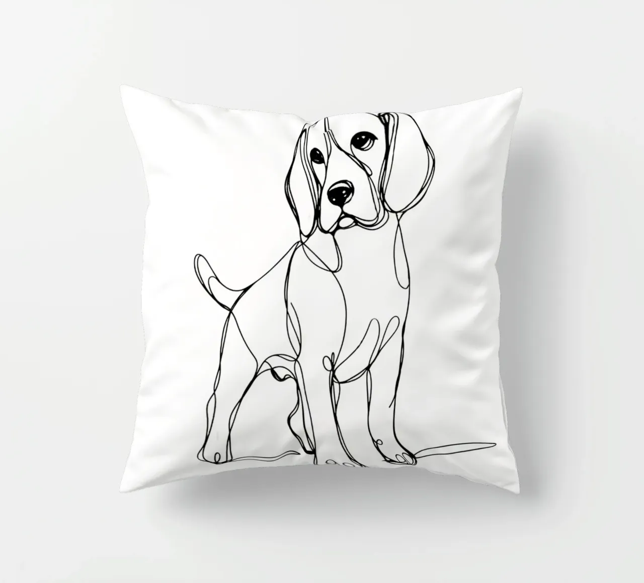 Disegno artistico lineare del cane beagle cuscino da WijdevenDesign