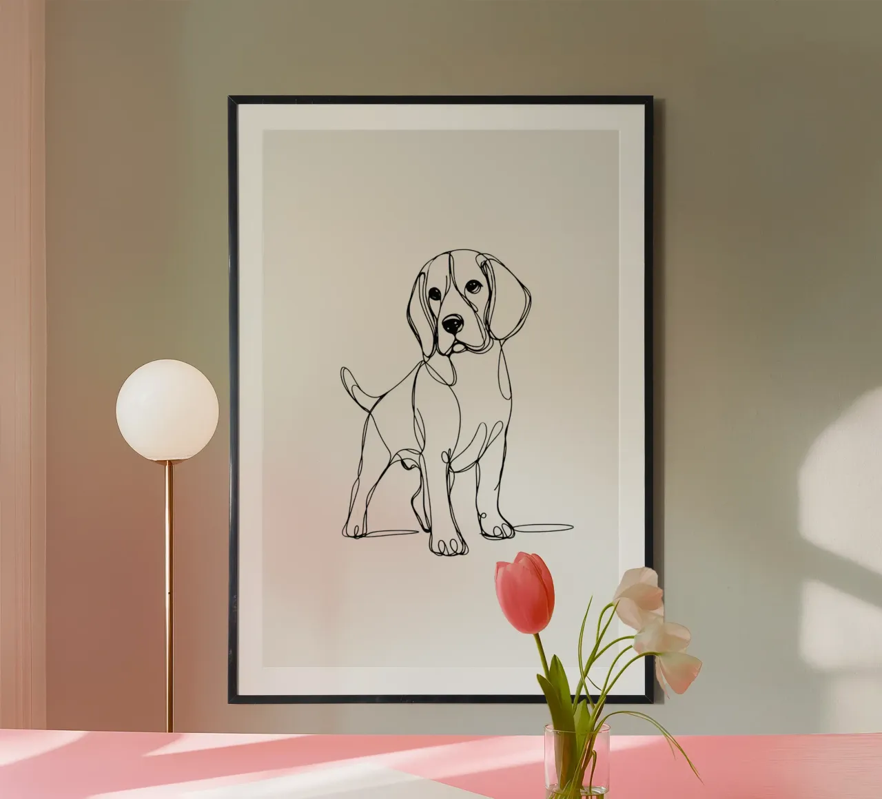 Beagle Hund Line Art Zeichnung Hahnemühle von WijdevenDesign
