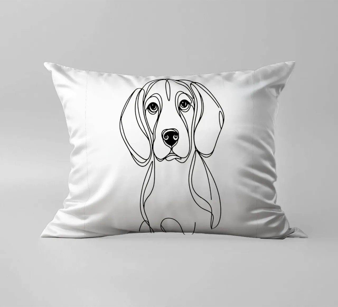 Beagle Dog Line Art Drawing decorative cushion by WijdevenDesign