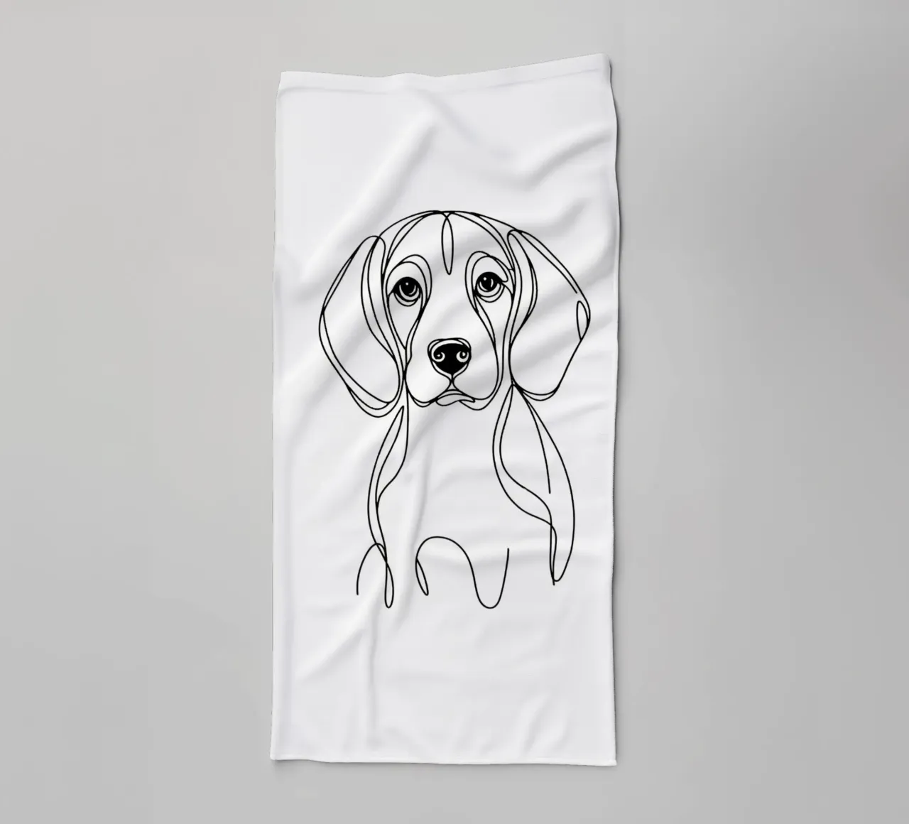 Disegno artistico lineare del cane beagle asciugamano da bagno da WijdevenDesign