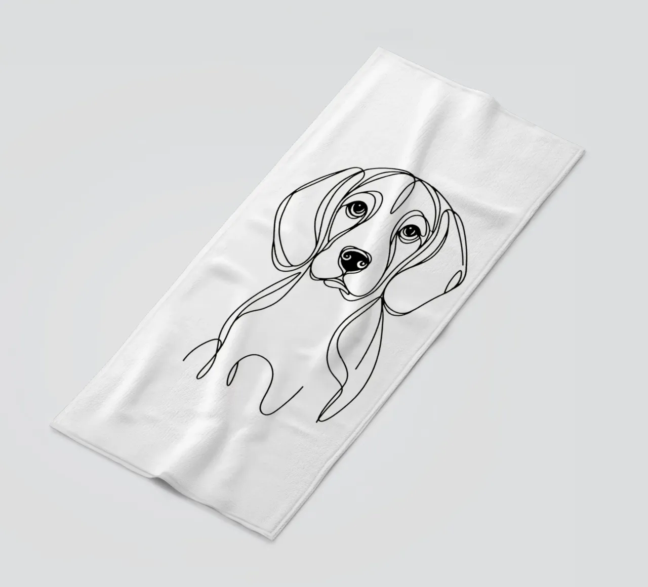 Beagle Dog Line Art Drawing beach towel by WijdevenDesign