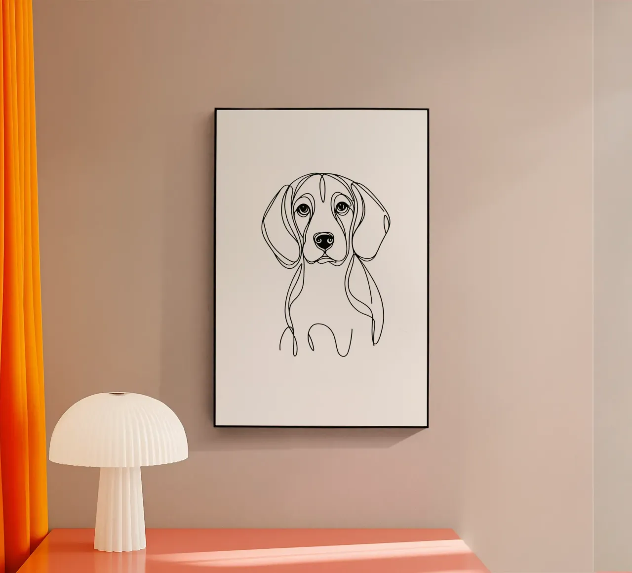 Dibujo lineal de perro Beagle metacrilato de WijdevenDesign