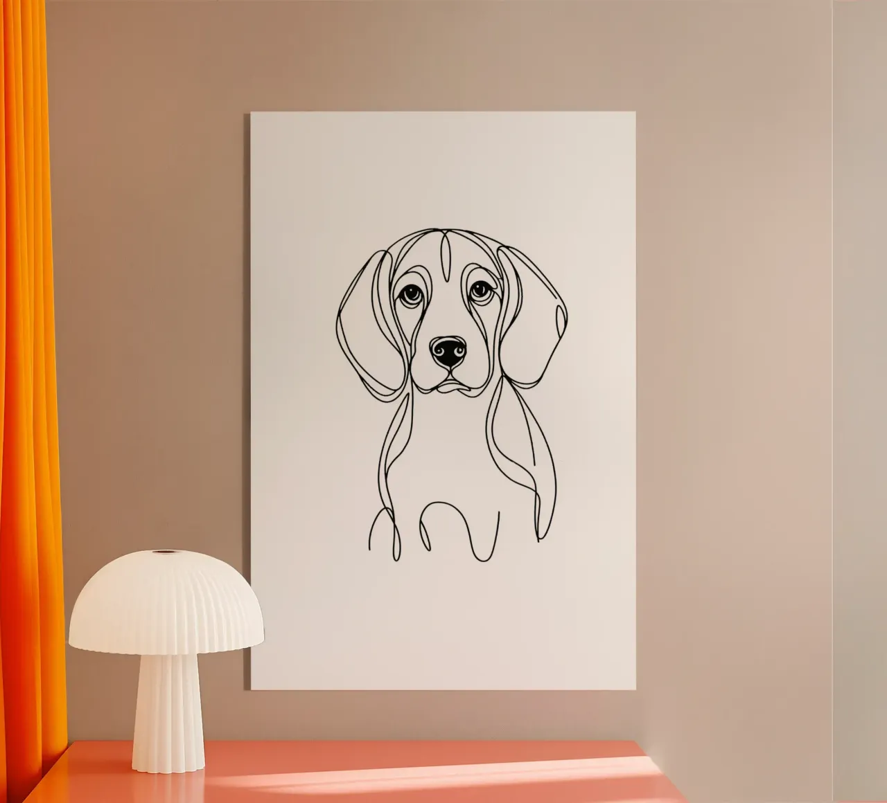 Dibujo lineal de perro Beagle metacrilato de WijdevenDesign