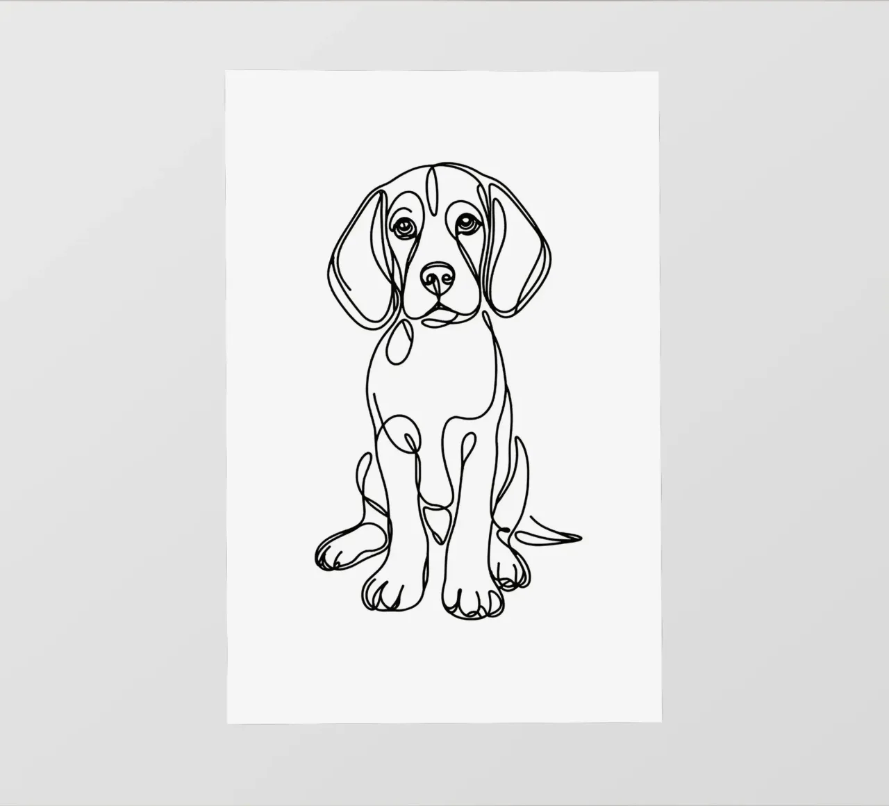 Disegno artistico lineare del cane beagle telo in pvc da WijdevenDesign