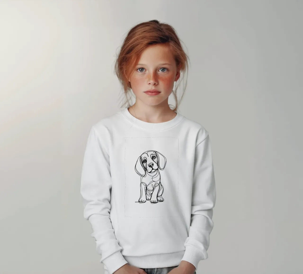 Dibujo lineal de perro Beagle sudadera para niño de WijdevenDesign