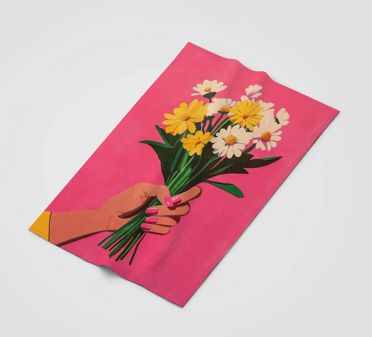 Pink fingernails & flowers fleece blanket by Carinaprint