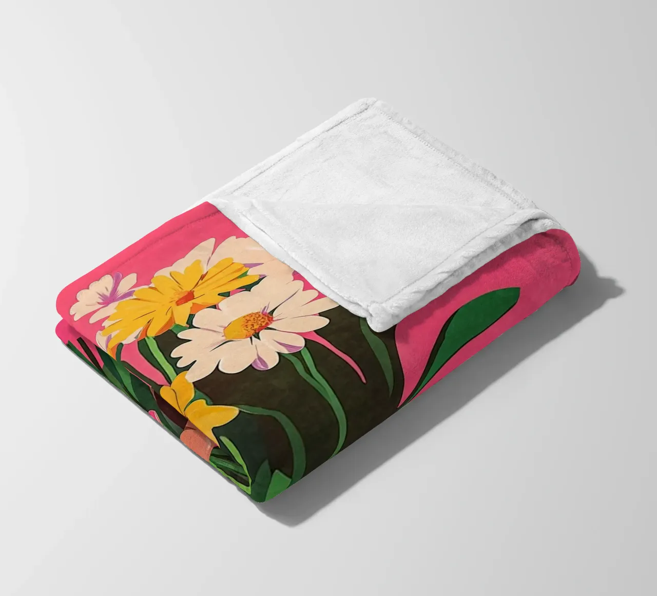 Pink fingernails & flowers fleece blanket by Carinaprint