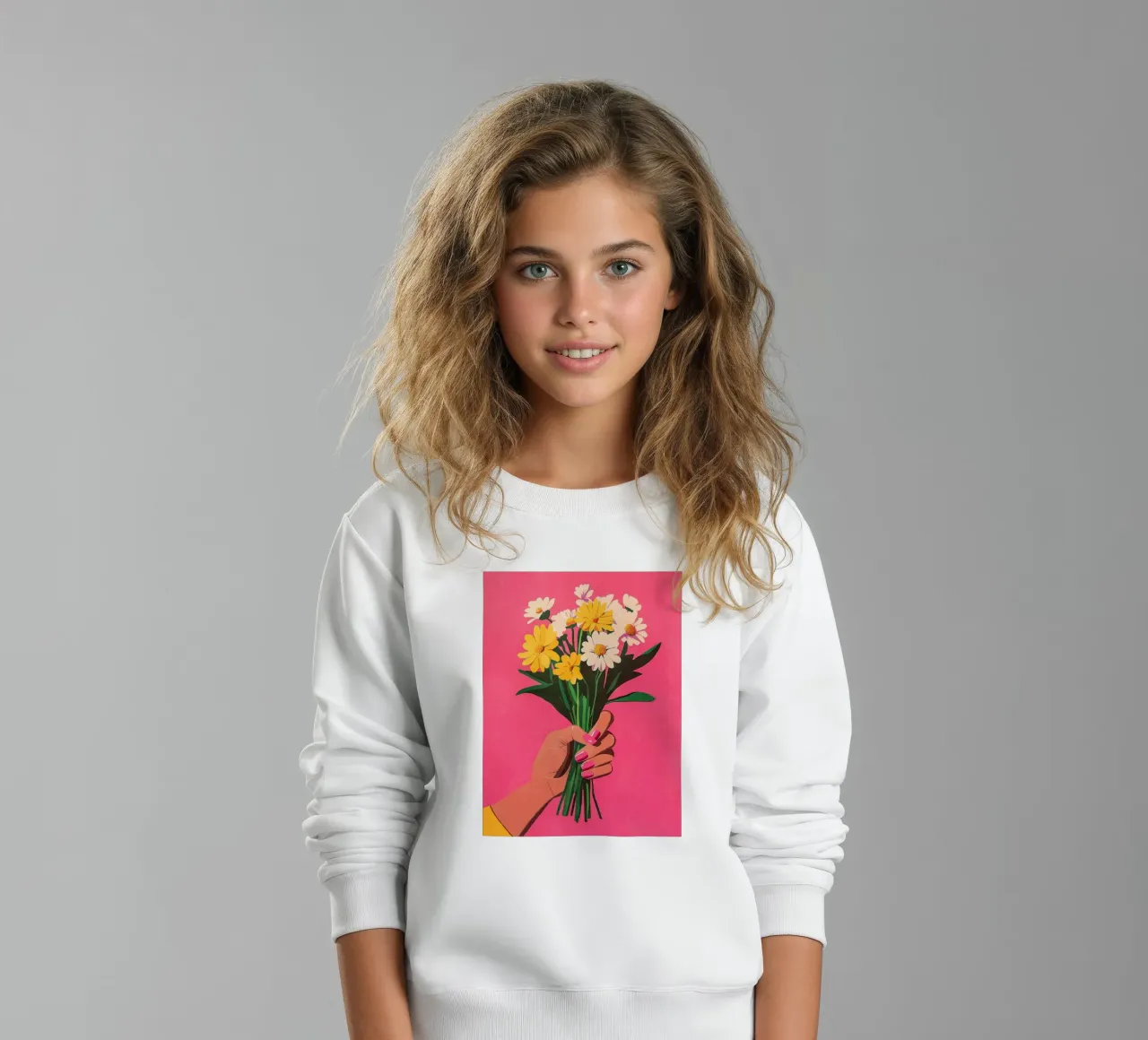 Unghie e fiori rosa felpa bambino da Carinaprint