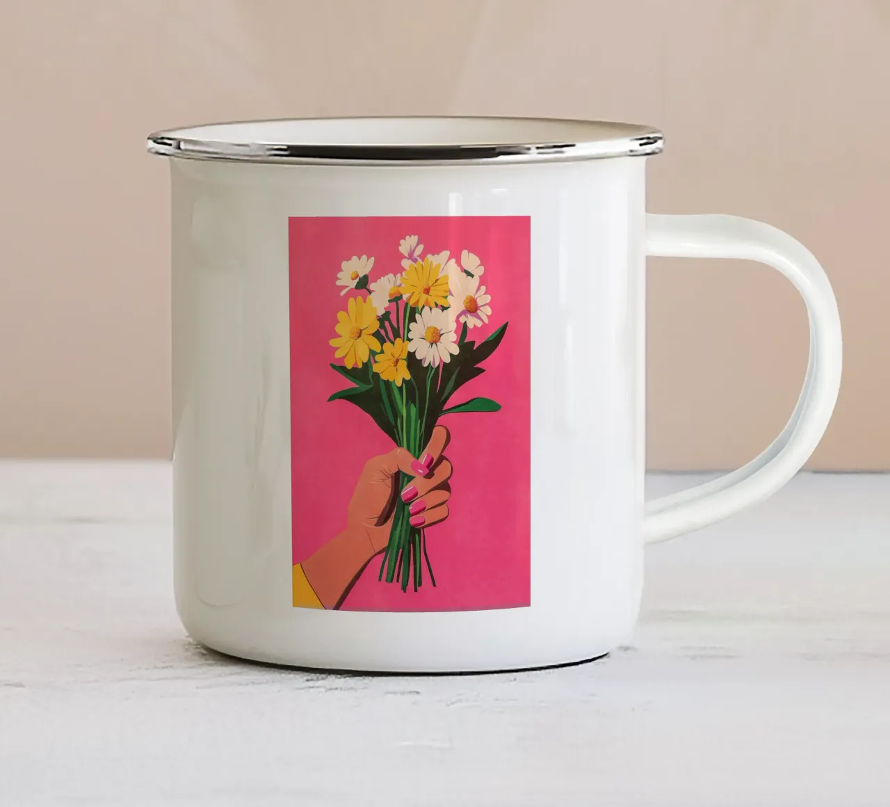 Unghie e fiori rosa tazza in smalto da Carinaprint