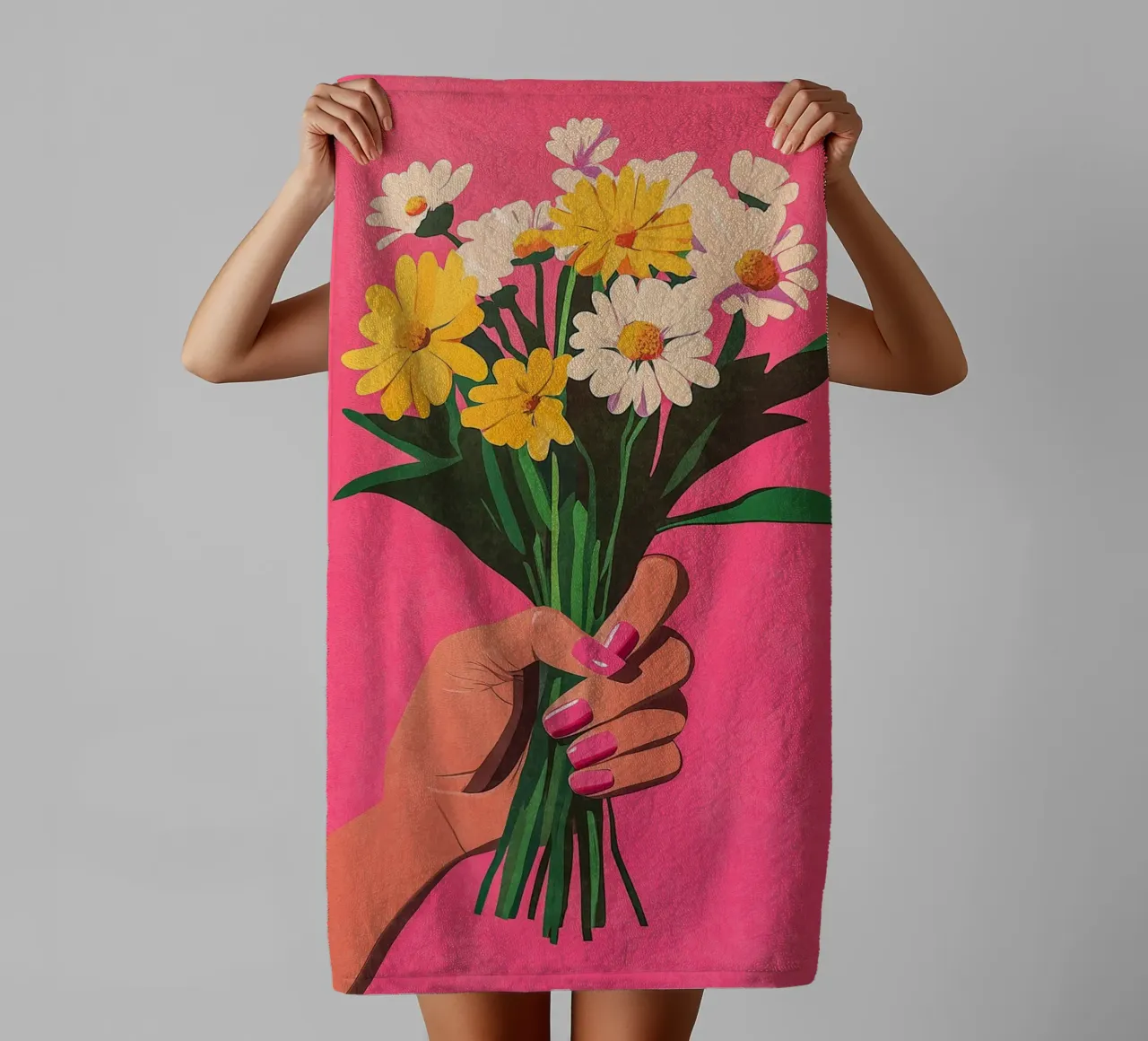 Unghie e fiori rosa asciugamano da bagno da Carinaprint