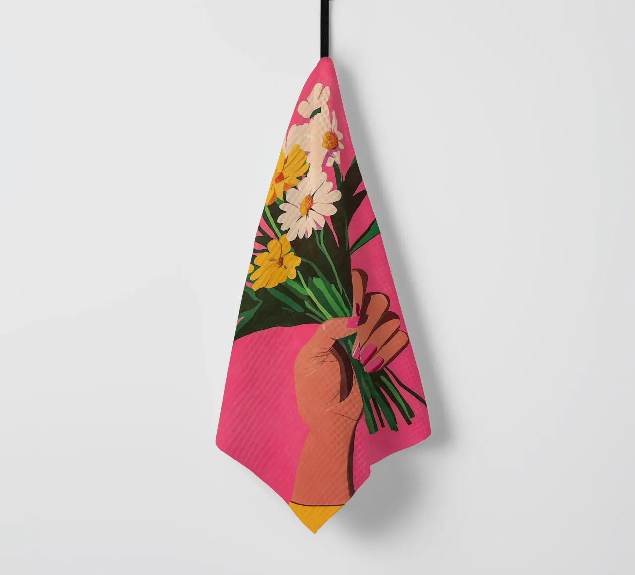 Unghie e fiori rosa canovaccio da cucina da Carinaprint