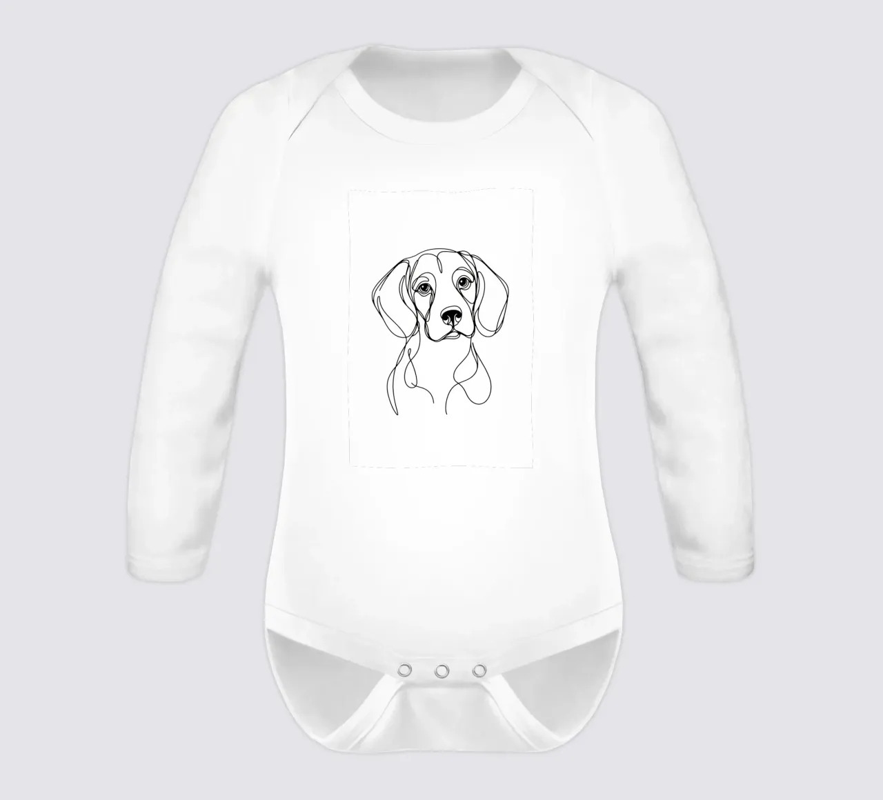 Beagle Dog Line Art Drawing long-sleeve baby romper by WijdevenDesign