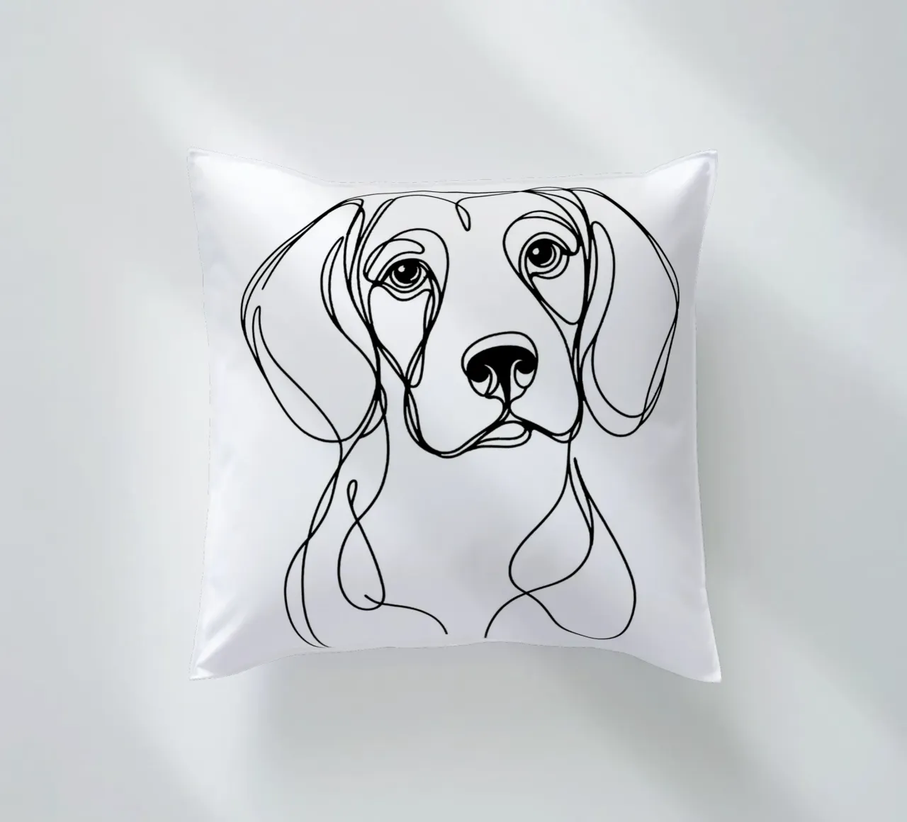 Beagle Dog Line Art Drawing decorative cushion by WijdevenDesign