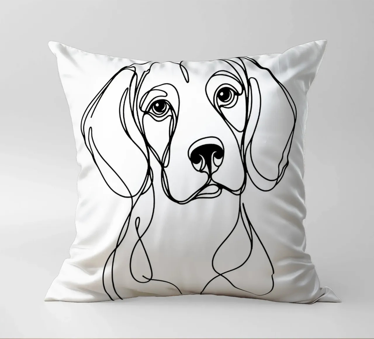 Beagle Dog Line Art Drawing decorative cushion by WijdevenDesign