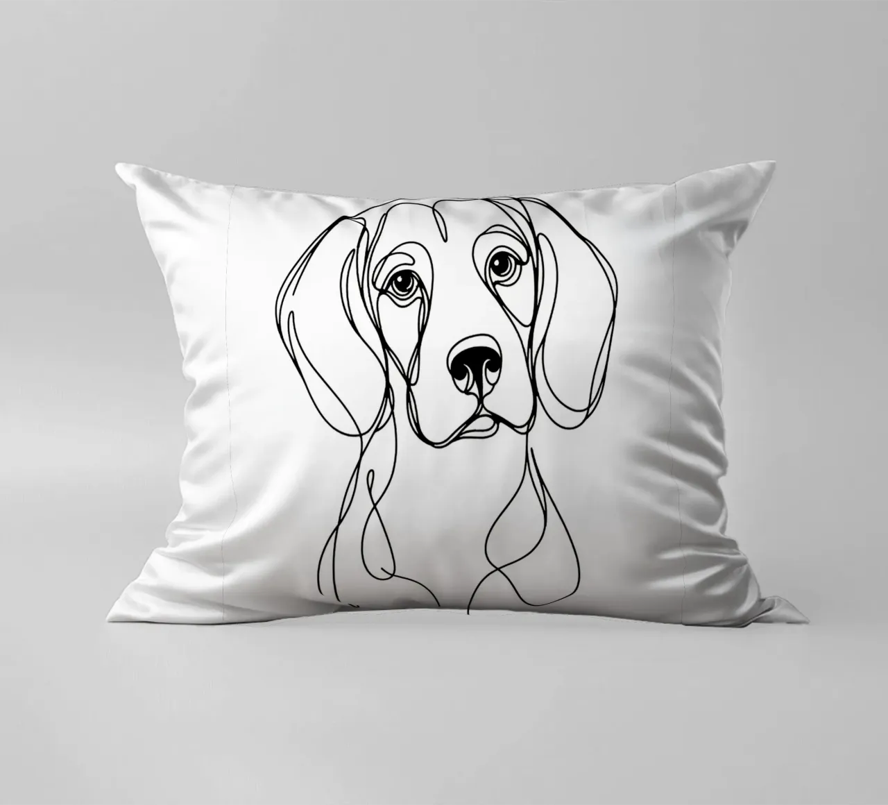 Beagle Dog Line Art Drawing decorative cushion by WijdevenDesign