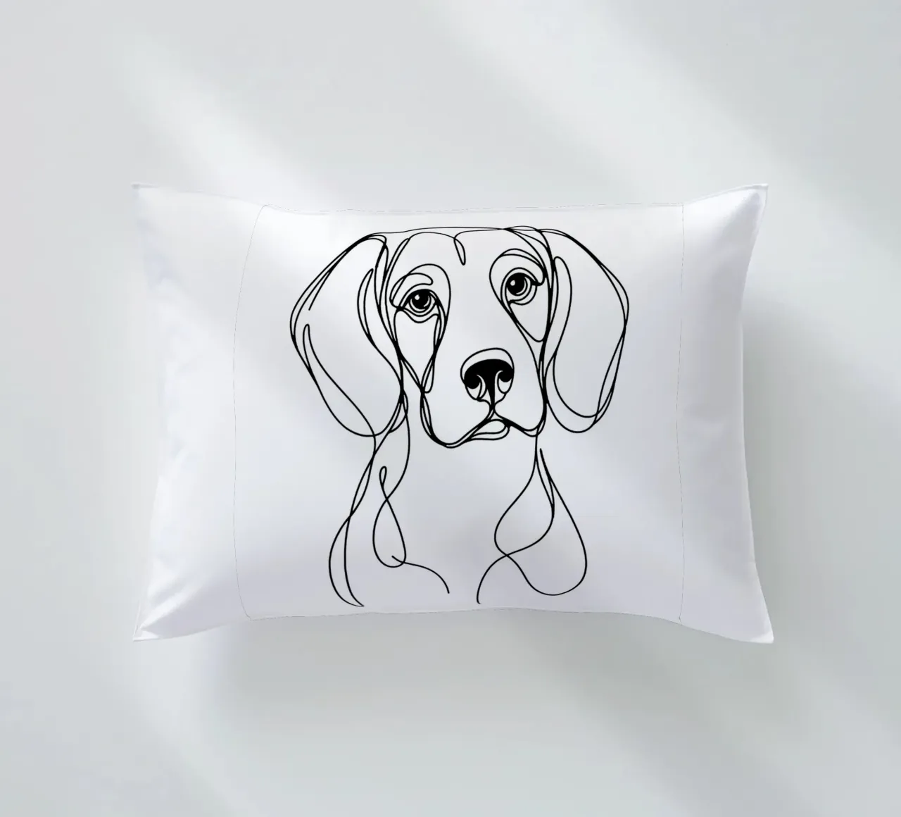 Beagle Dog Line Art Drawing decorative cushion by WijdevenDesign