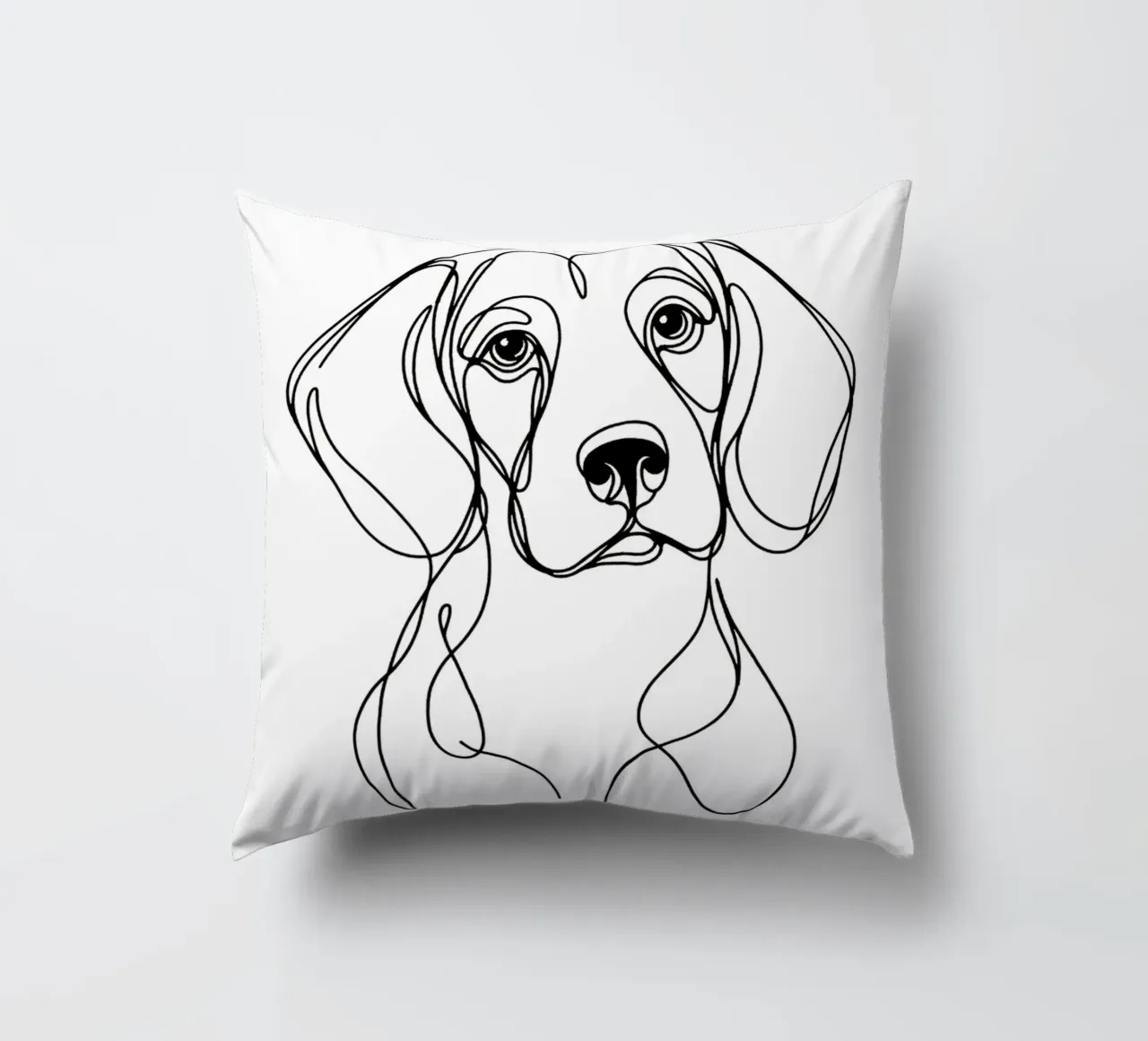 Beagle Dog Line Art Drawing decorative cushion by WijdevenDesign