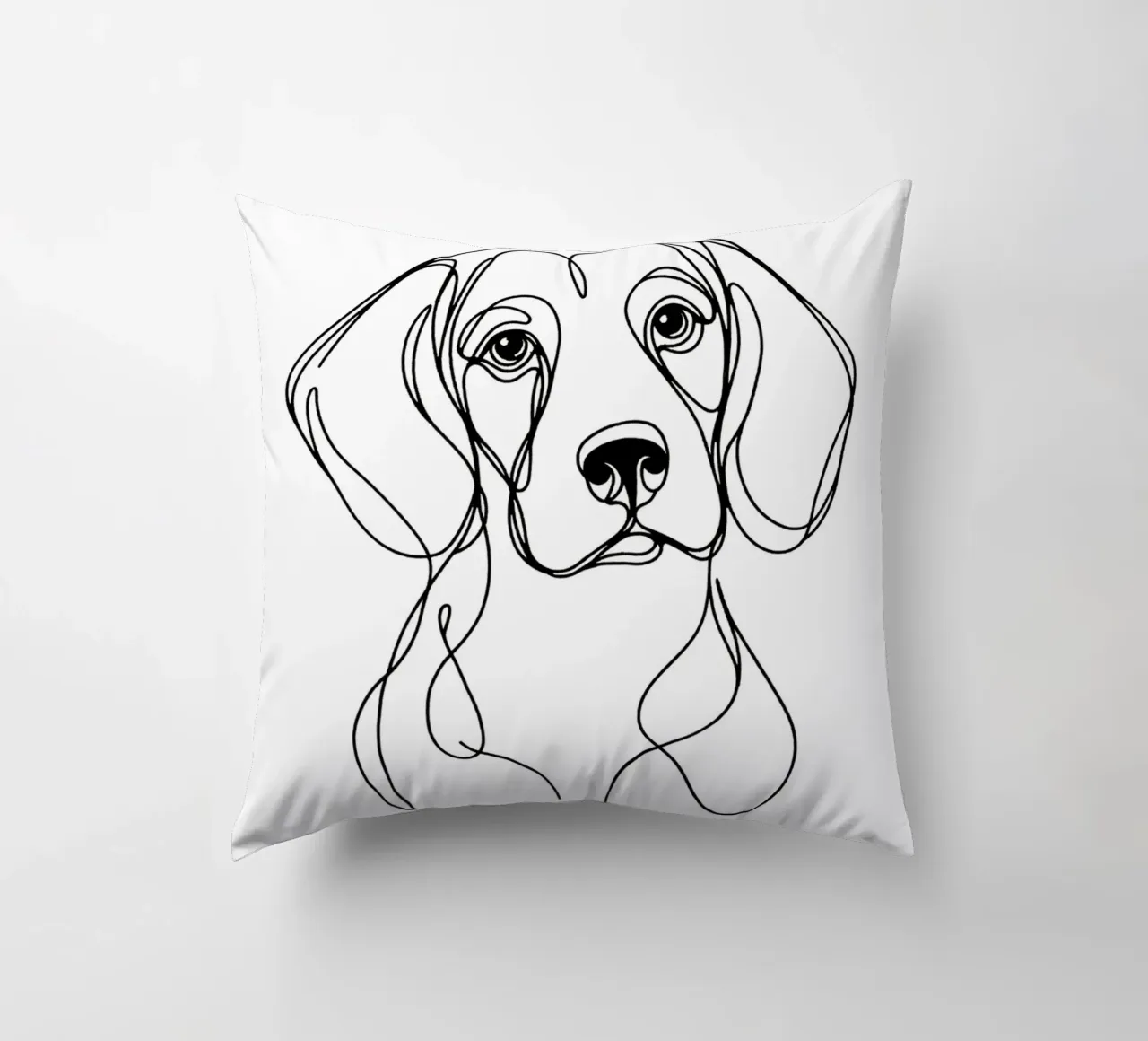 Beagle Dog Line Art Drawing decorative cushion by WijdevenDesign