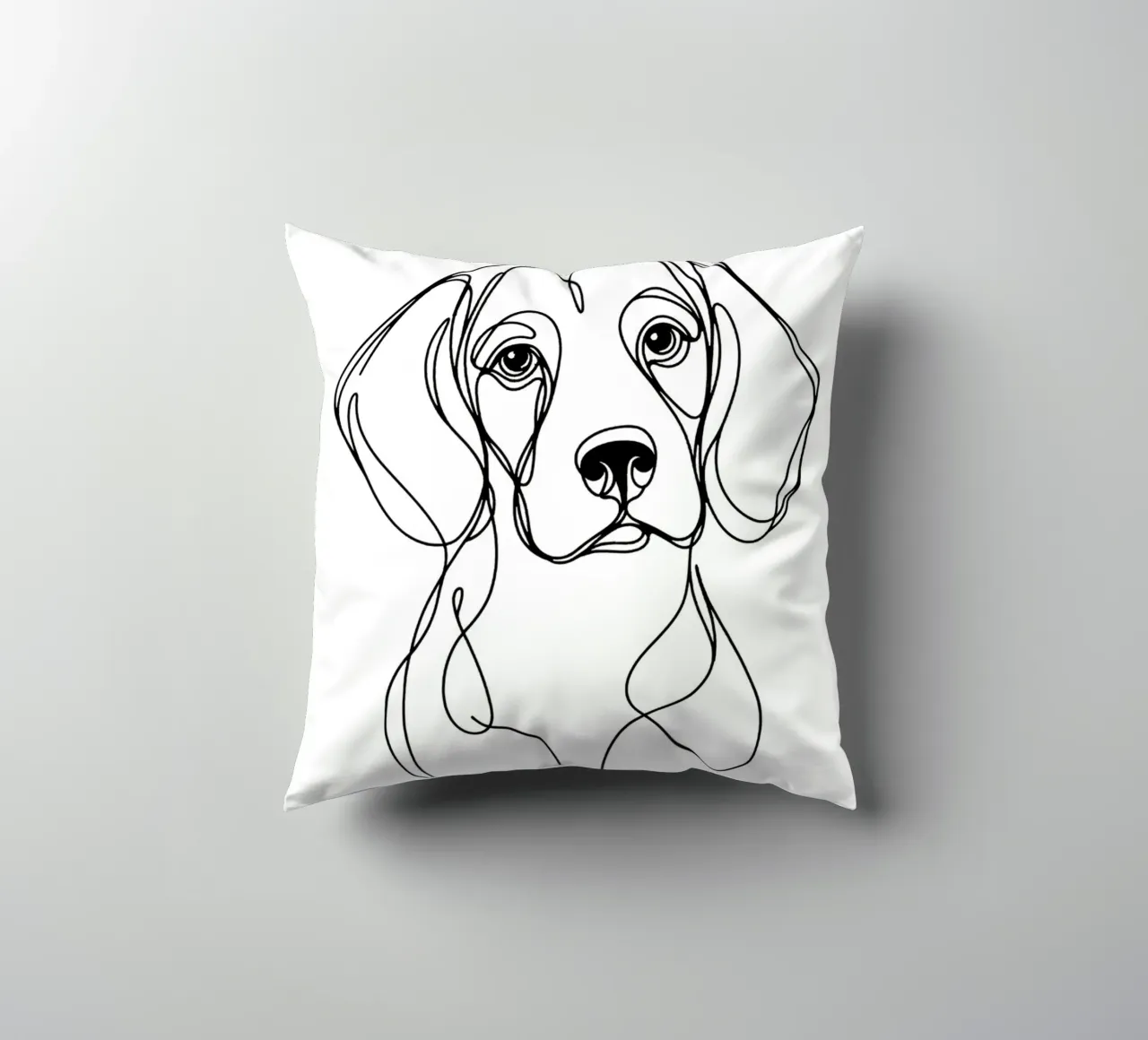 Beagle Dog Line Art Drawing decorative cushion by WijdevenDesign