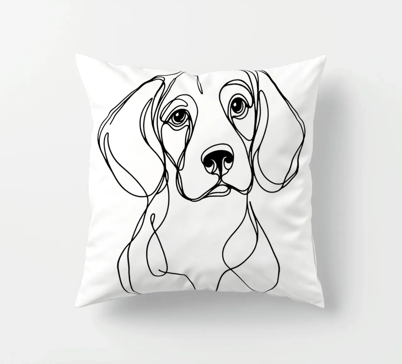 Beagle Dog Line Art Drawing decorative cushion by WijdevenDesign