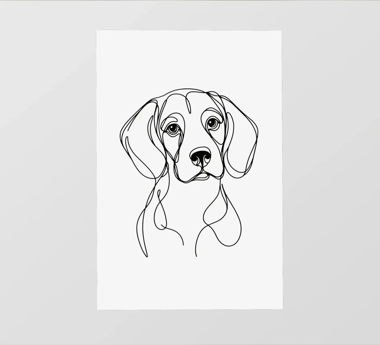 Disegno artistico lineare del cane beagle telo in pvc da WijdevenDesign