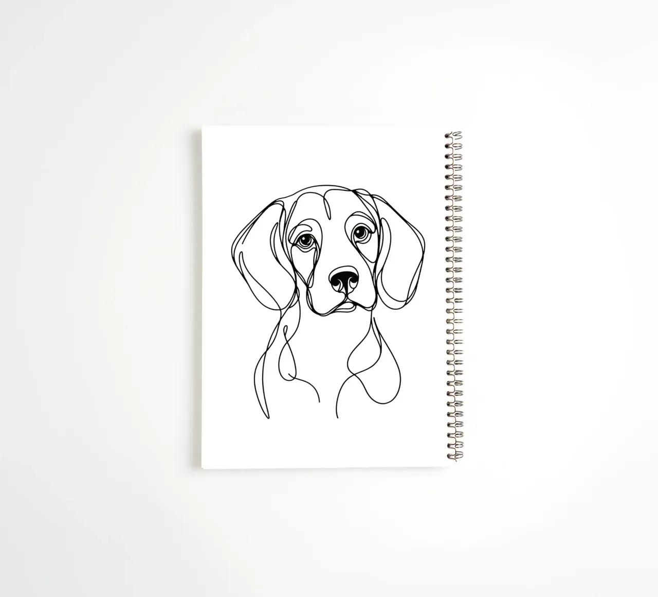Beagle lijntekening hond notitieboek met spiraal van WijdevenDesign