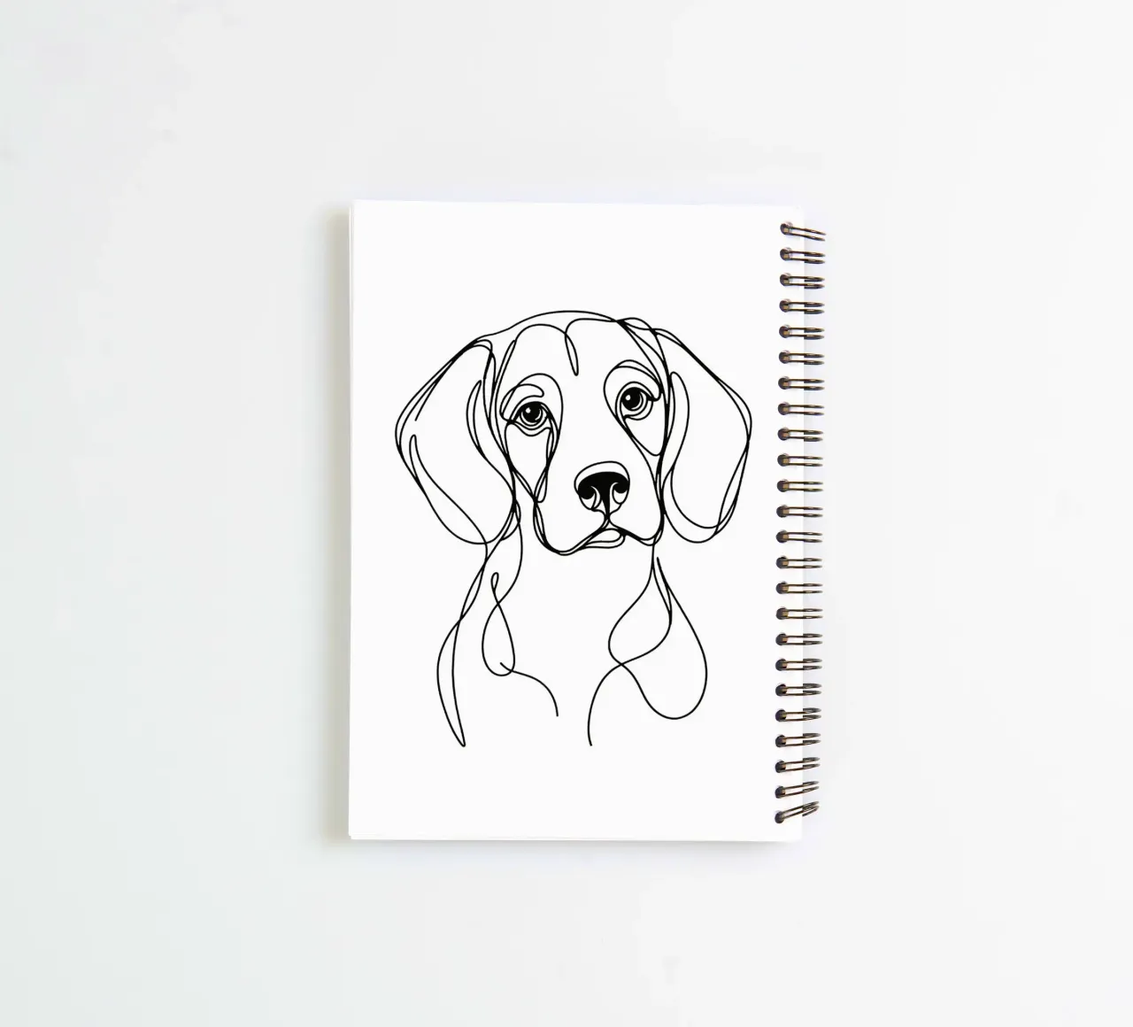 Beagle lijntekening hond notitieboek met spiraal van WijdevenDesign