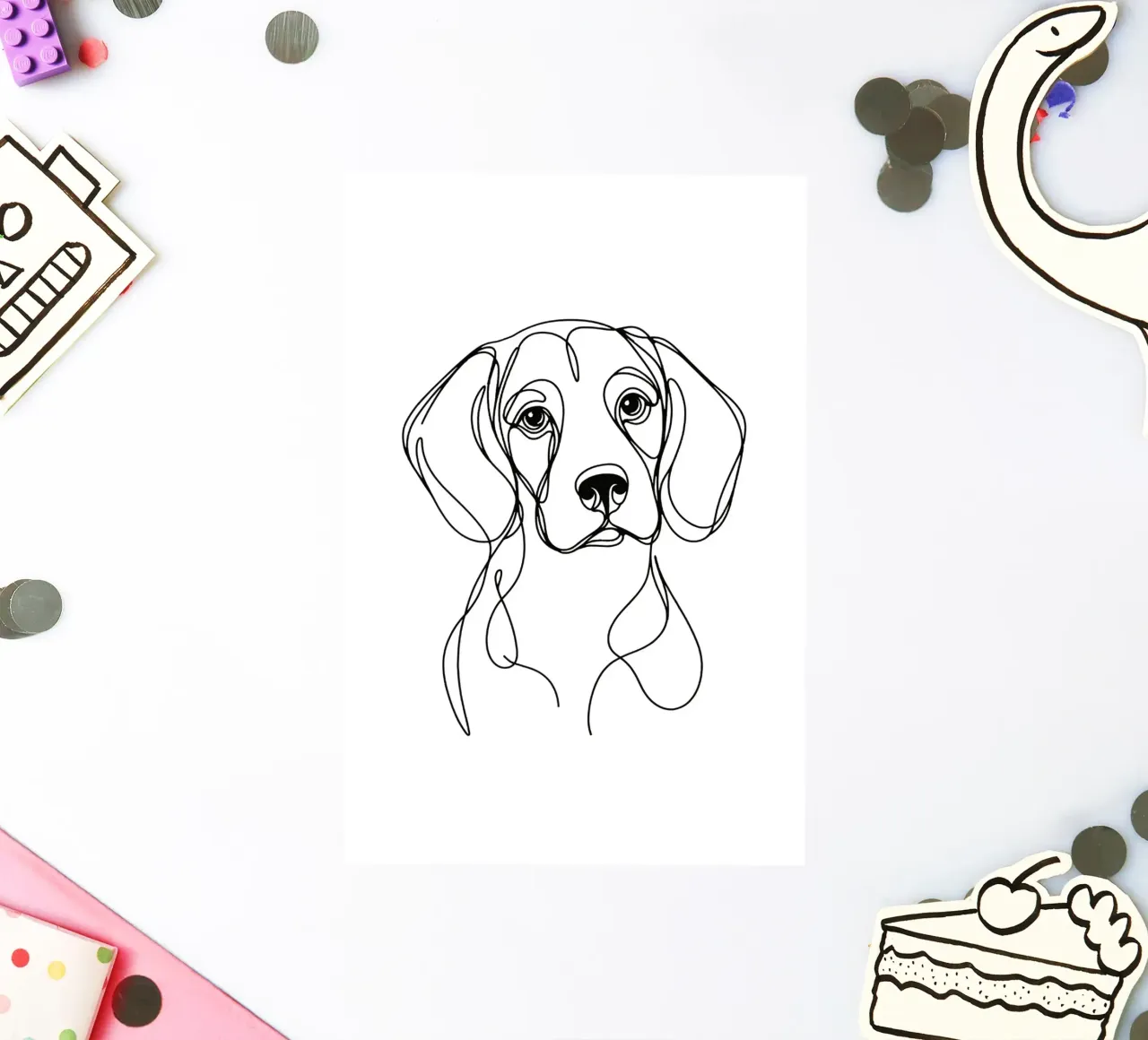 Beagle Dog Line Art Drawing autocollant de WijdevenDesign