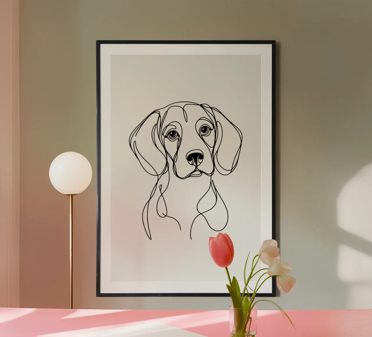 Beagle Dog Line Art Drawing poster de WijdevenDesign