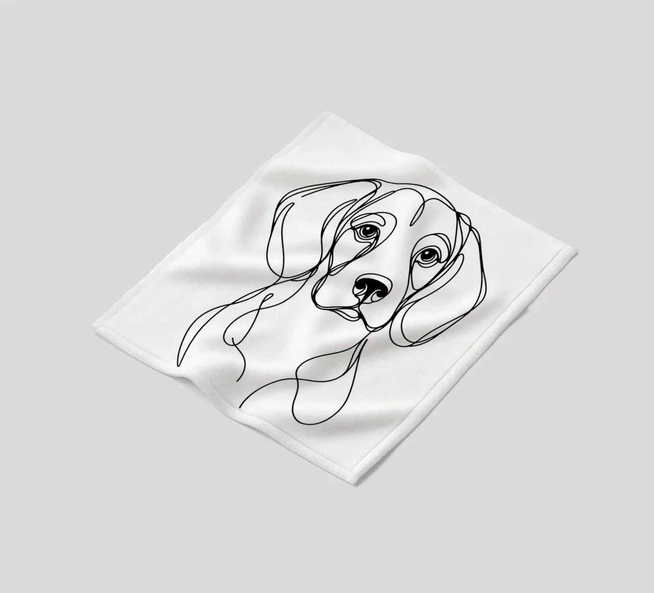 Disegno artistico lineare del cane beagle coperta in pile da WijdevenDesign