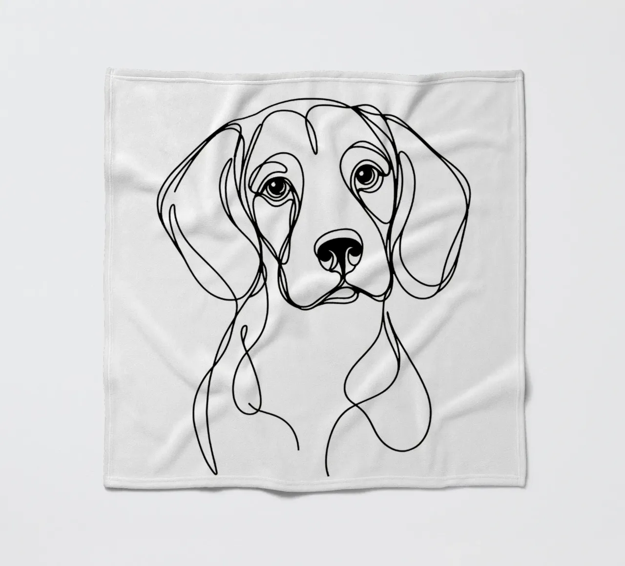Disegno artistico lineare del cane beagle coperta in pile da WijdevenDesign