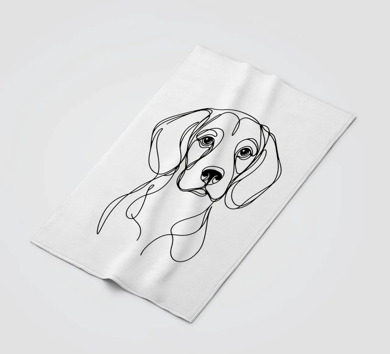 Disegno artistico lineare del cane beagle coperta in pile da WijdevenDesign