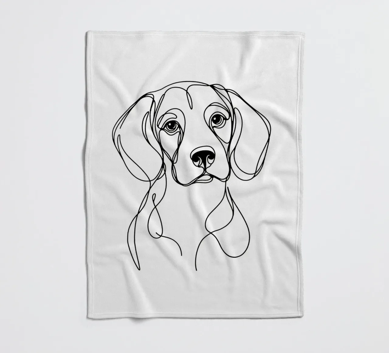Disegno artistico lineare del cane beagle coperta in pile da WijdevenDesign