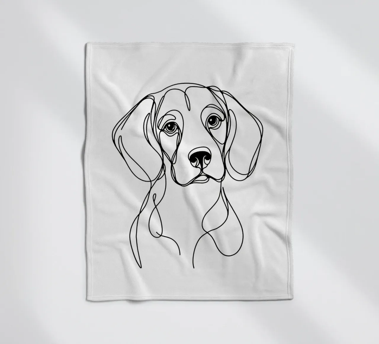 Disegno artistico lineare del cane beagle coperta in pile da WijdevenDesign