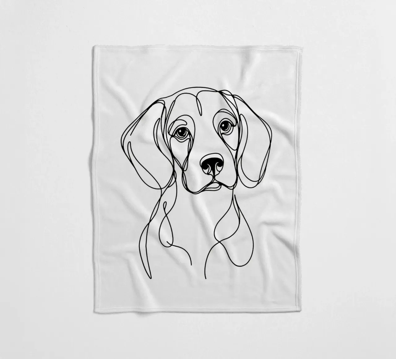 Disegno artistico lineare del cane beagle coperta in pile da WijdevenDesign