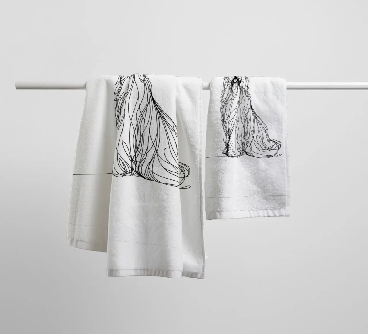 Collie Barbu Chien Dessin au trait serviette de bain de WijdevenDesign