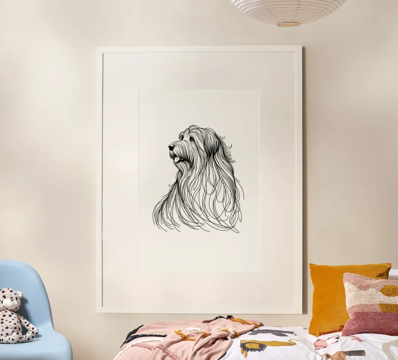 Collie Barbu Chien Dessin au trait poster de WijdevenDesign