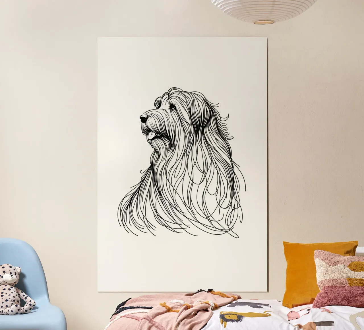 Collie Barbu Chien Dessin au trait poster de WijdevenDesign