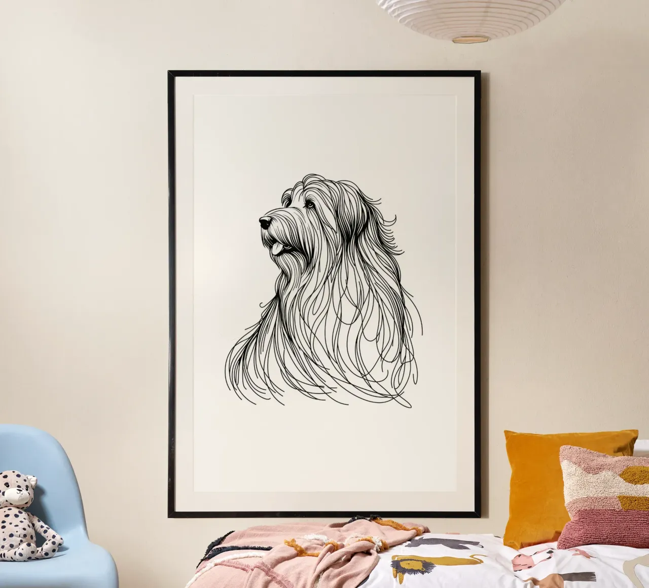 Collie Barbu Chien Dessin au trait poster de WijdevenDesign