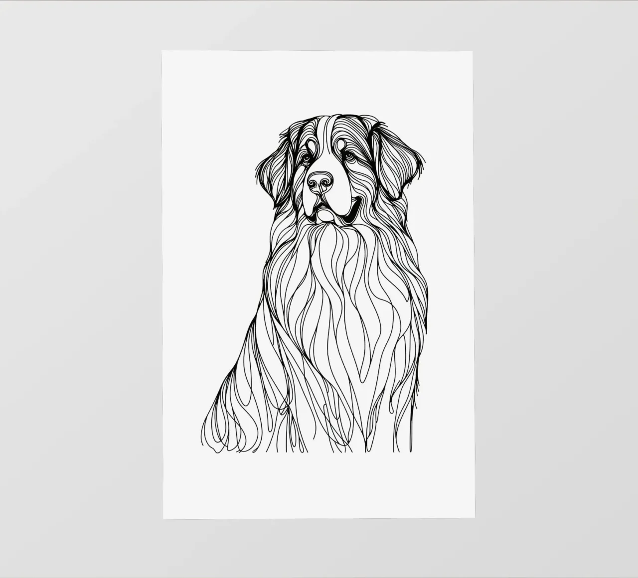 Bernese Mountain Dog Line Art Drawing photo wallpaper by WijdevenDesign