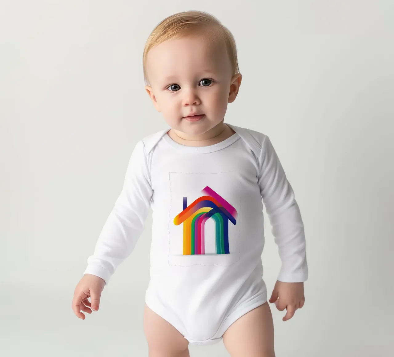 Colorful Archway long-sleeve baby romper by Geometric