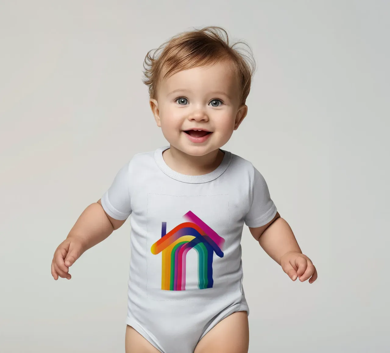 Bunter Torbogen Kurzarm Babybody von Geometric