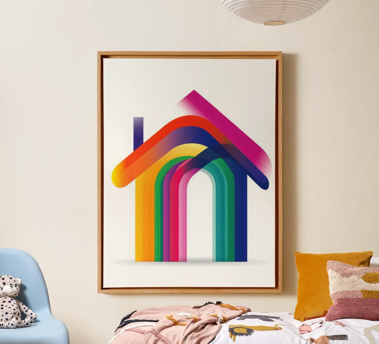 Kleurrijke boog canvas met Baklijst van Geometric