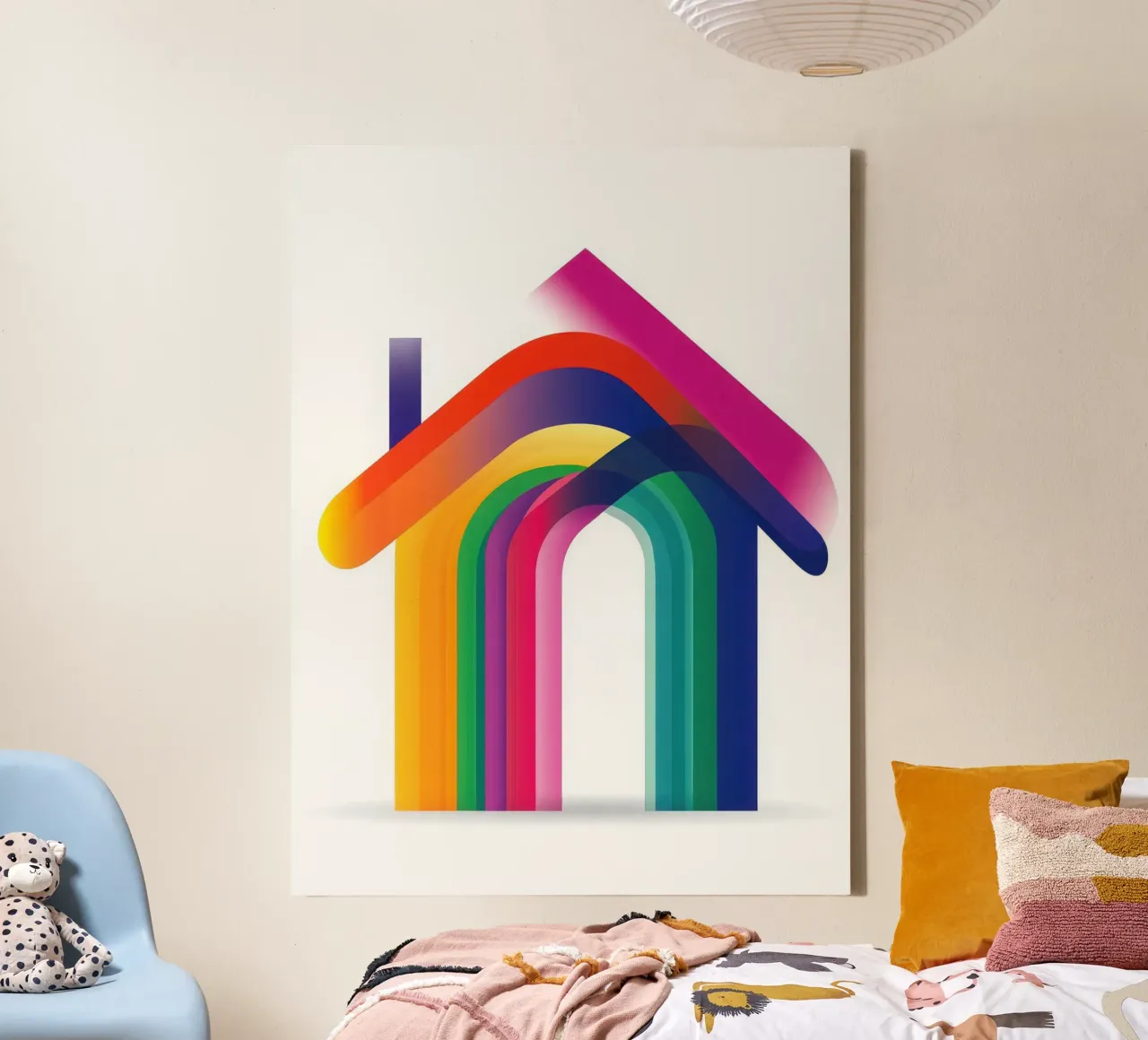 Kleurrijke boog canvas met Baklijst van Geometric