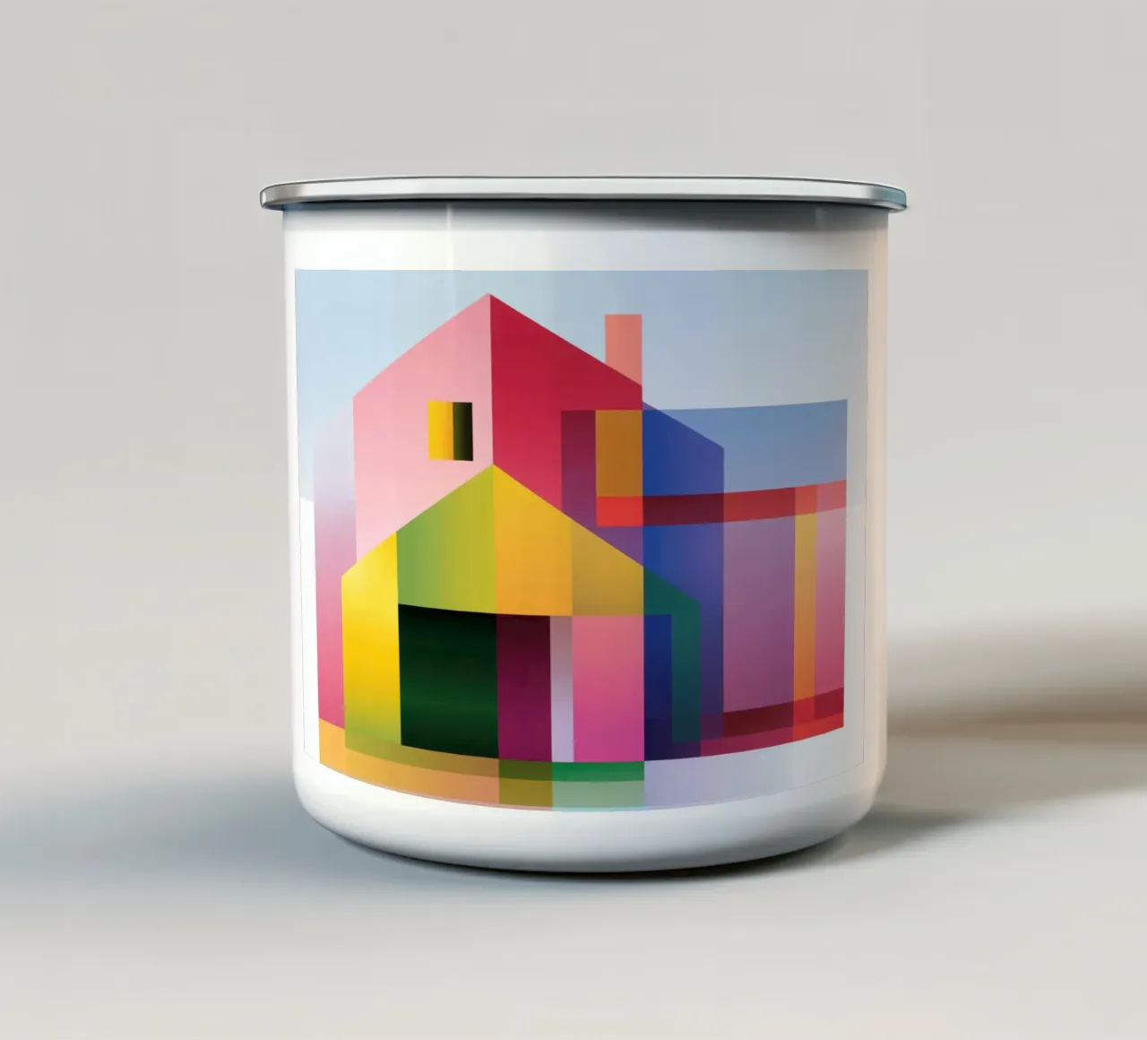 Architectonische compositie emaille mok van Geometric