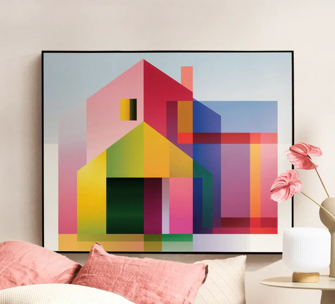 Architectonische compositie acryl van Geometric