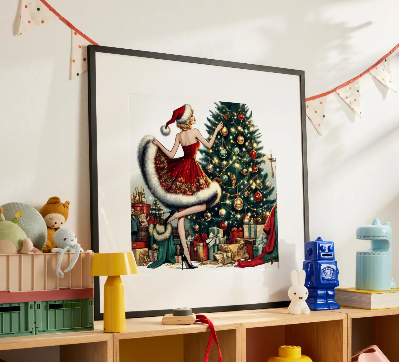 SANTA BABY poster met aluminium frame van ARTOMATIC