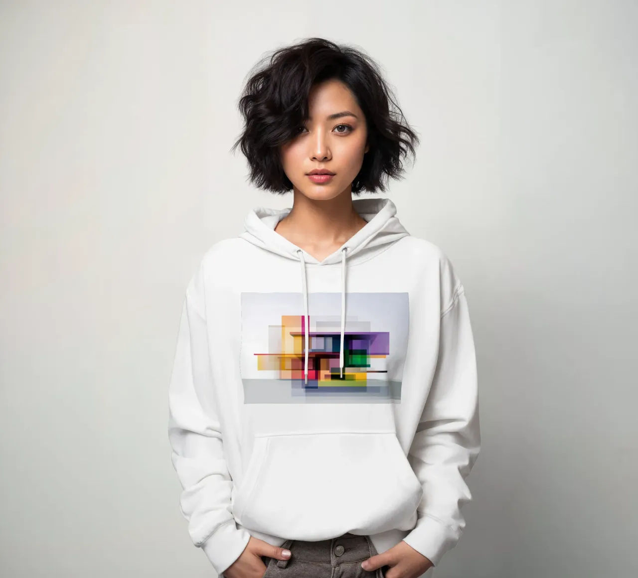 Case geometriche colorate felpa con cappuccio da Geometric