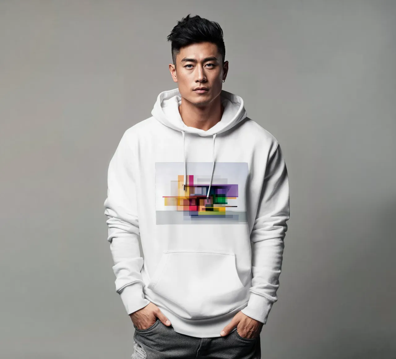 Case geometriche colorate felpa con cappuccio da Geometric